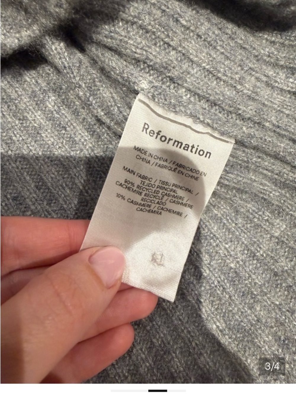 Reformation Fantino Cashmere Collared Cardigan Sweater Gray Size Small - Picture 5 of 10